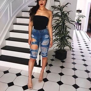 Distressed Bermuda Shorts